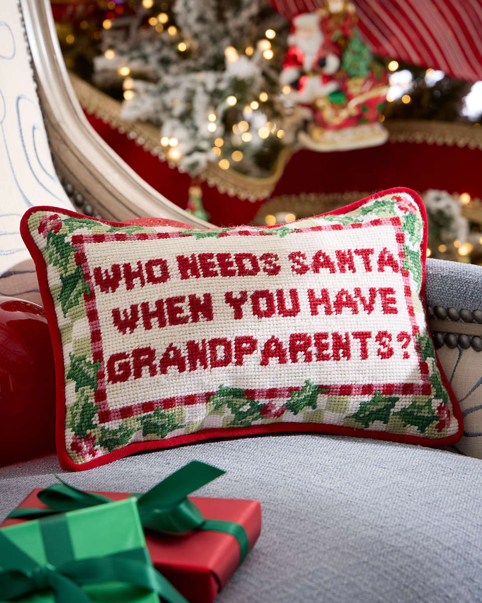 Who Needs Santa Needlepoint Pillow, 8" x 12"
